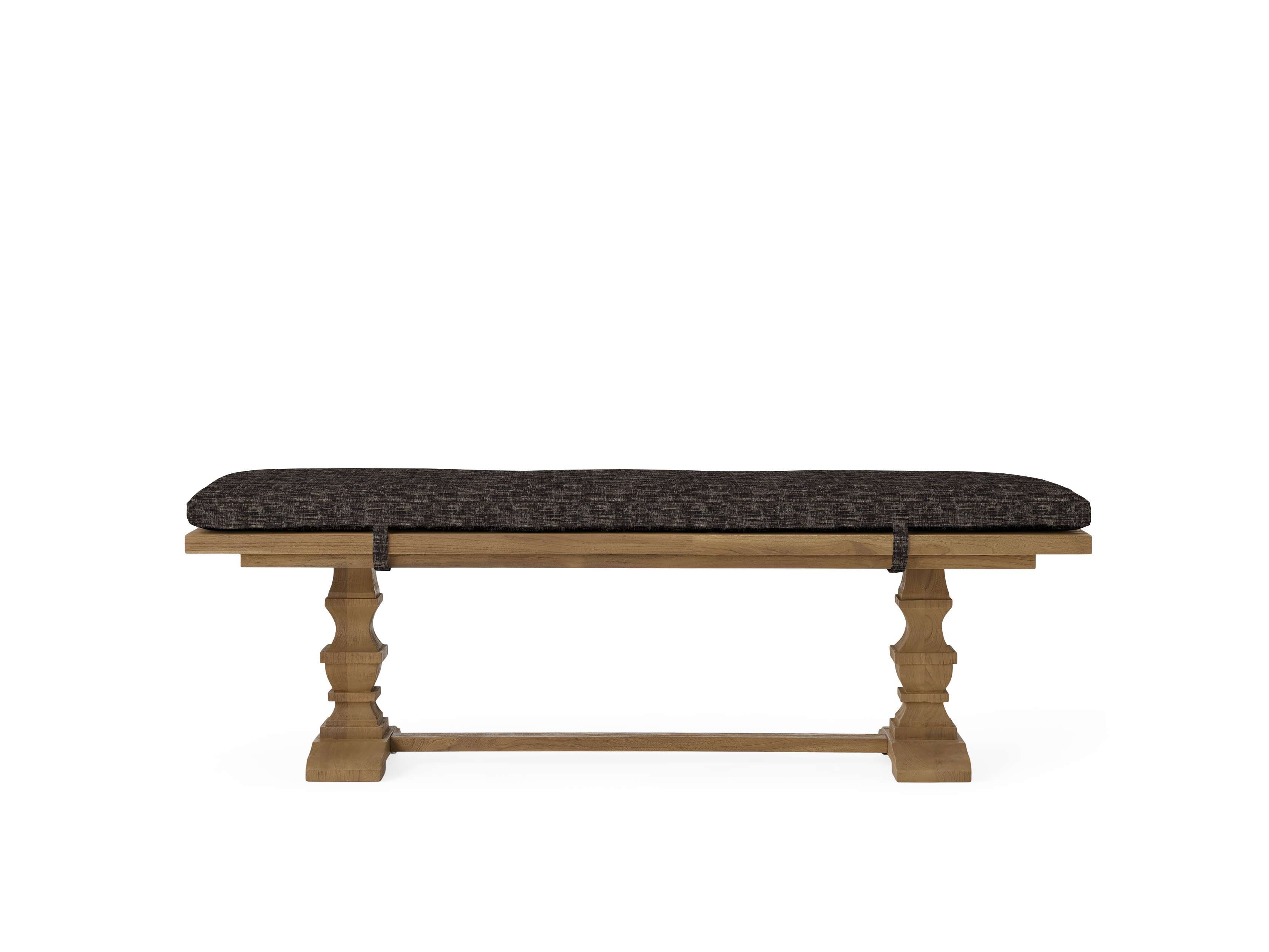 Hamptons Outdoor Dining Bench with Cushion in All Weather Wicker Natural  Sari Carbon/66" - Image 0