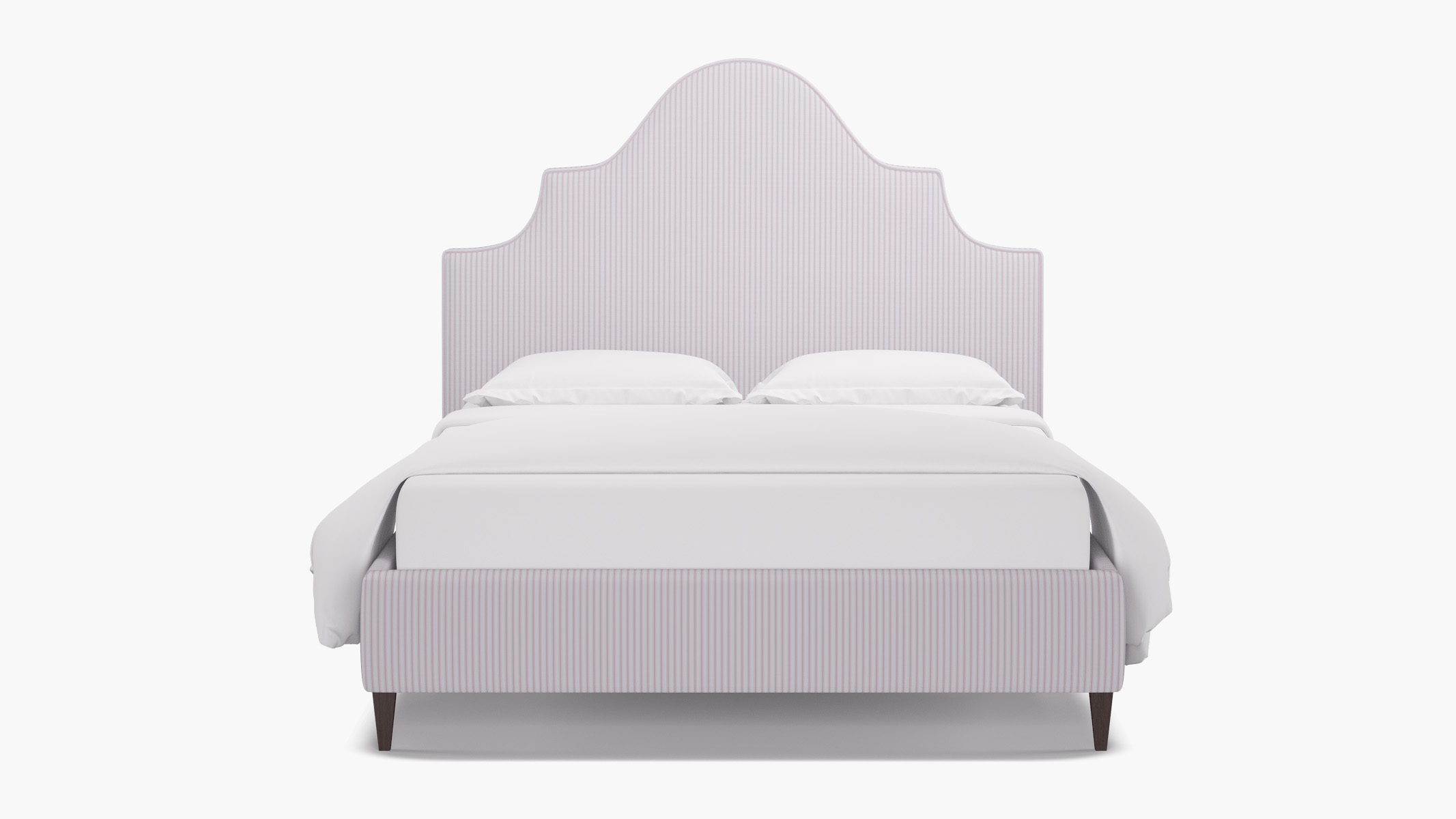 Statement Bed, Pink Classic Ticking Stripe, Espresso Square Tapered Leg, King - Image 0