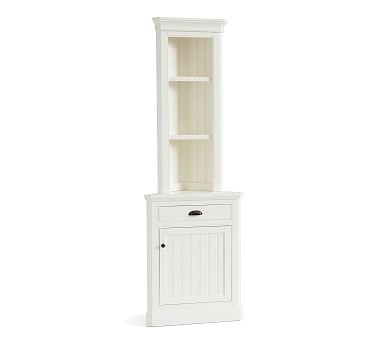 Aubrey End Cap Corner Bookcase with Door, Dutch White, 28.5"L x 84"H - Image 0