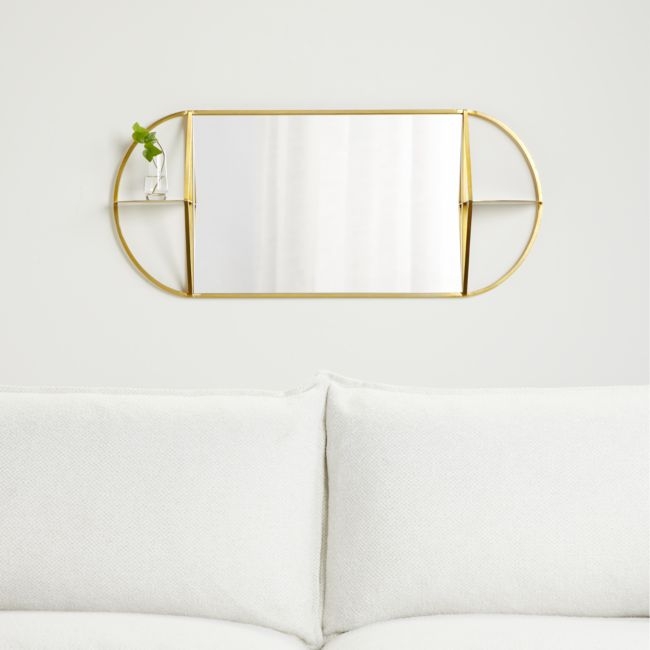 Prescott Oval Mirror with Shelves - Image 0