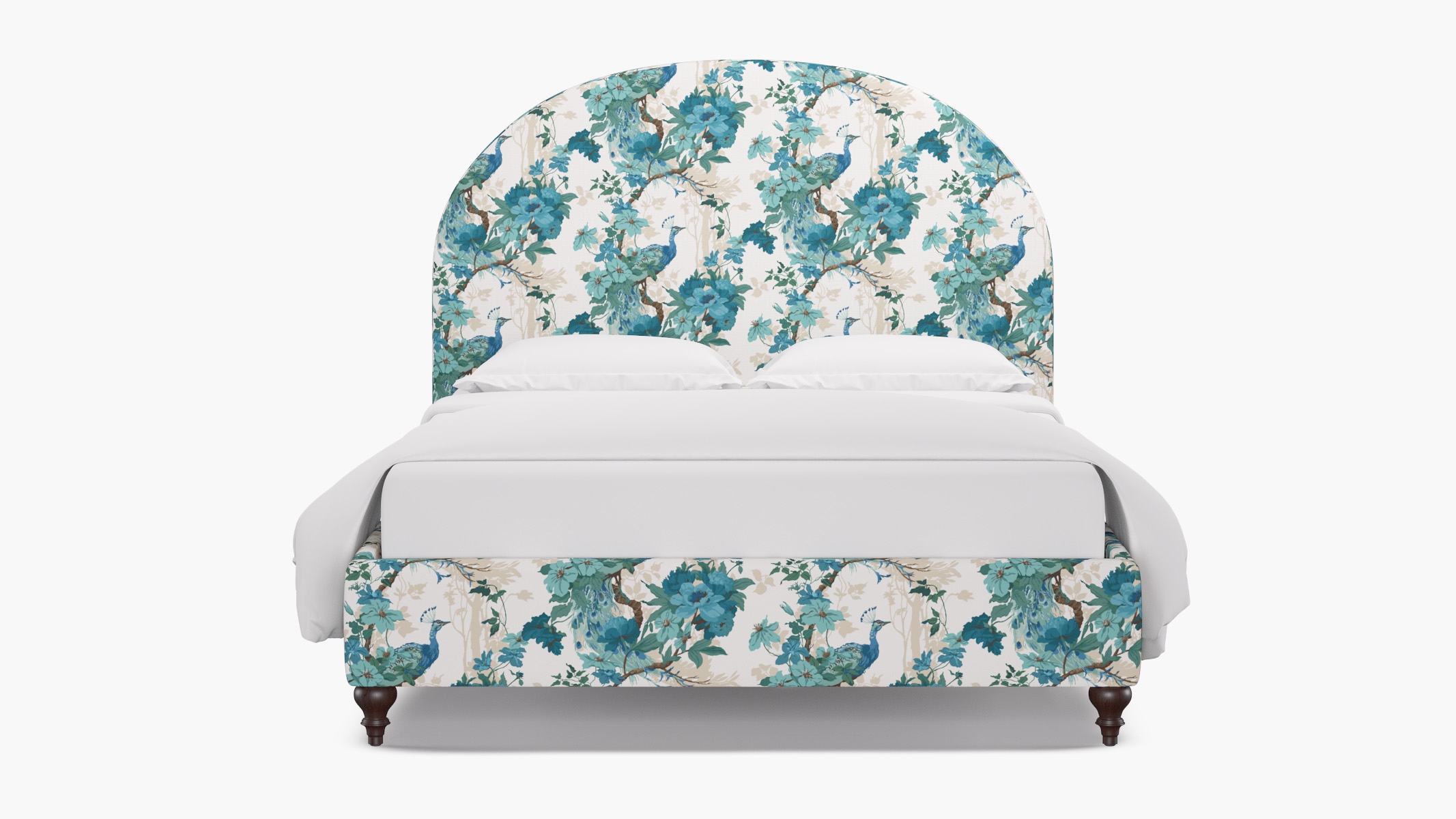 Demilune Bed, Turquoise Peacock Park, Espresso Traditional Turned Leg, Twin - Image 0