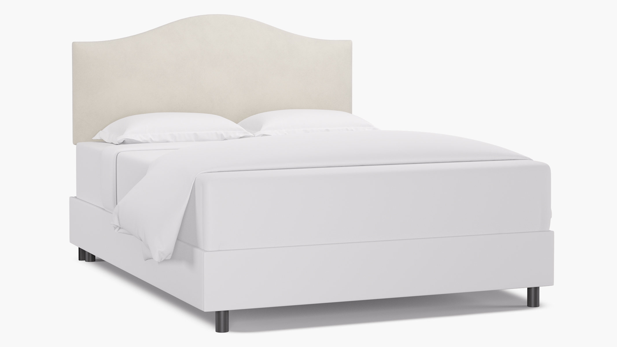 Camelback Headboard, White Classic Velvet, Queen - Image 0