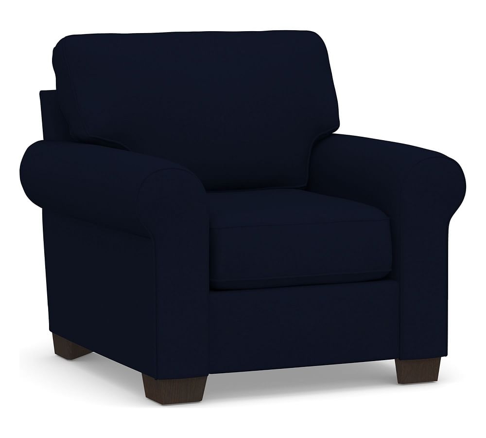 Buchanan Roll Arm Upholstered Armchair, Polyester Wrapped Cushions, Performance Everydaylinen(TM) Navy - Image 0