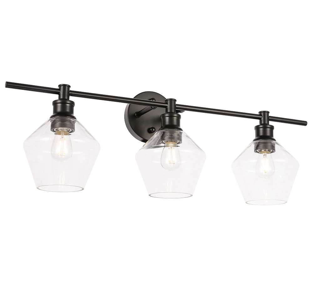Tolari Triple Sconce, 28.1", Black and Clear Glass - Image 0