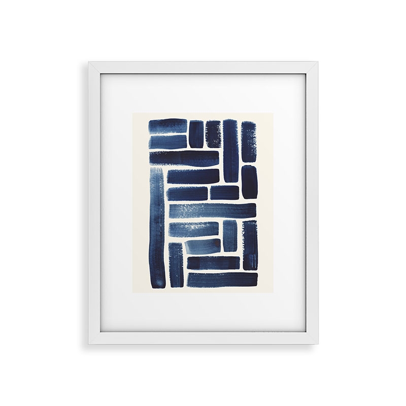 Blue Strokes Pattern 1 by Pauline Stanley, Modern Framed Art Print, White,11" x 14" - Image 0