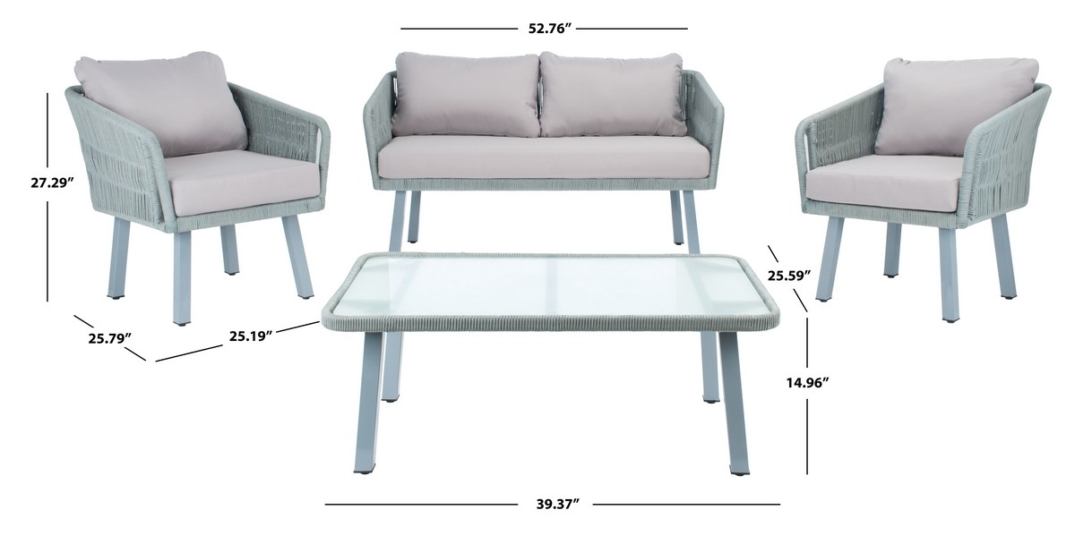 Kerson 4 Pc Rope Living Set - Grey/Grey - Safavieh - Image 8