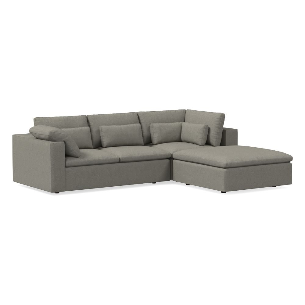 Harmony Mod 122" Right Ottoman Multi Seat 3-Piece Sectional, Performance Basketweave, Silver - Image 0
