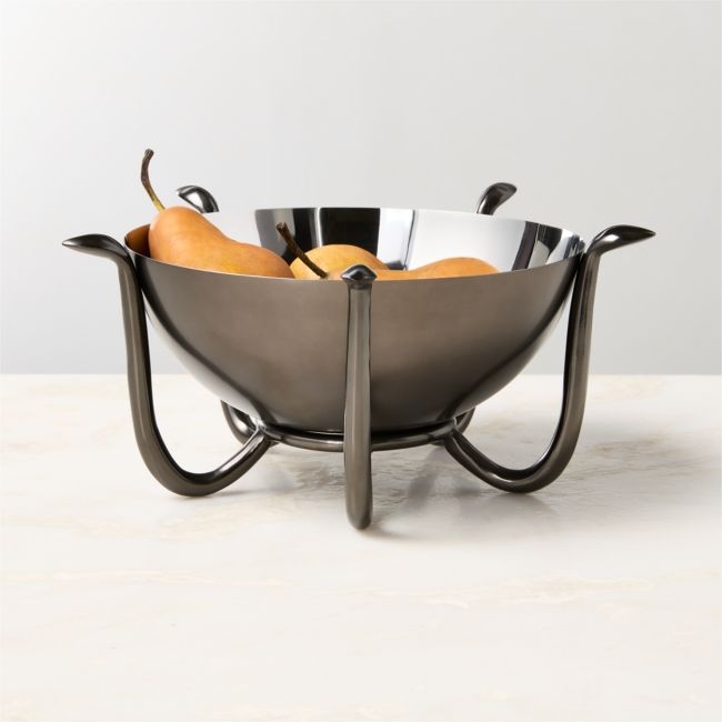 Venom Stainless Steel Serving Bowl with Black Cast Aluminum Frame - Image 0