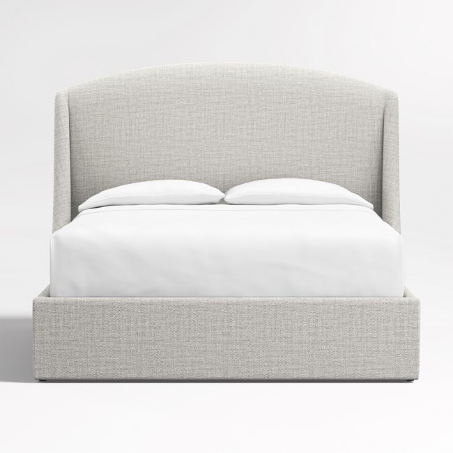 Lafayette 56" Mist Grey Upholstered Queen Headboard with Storage Bed Base - Image 0