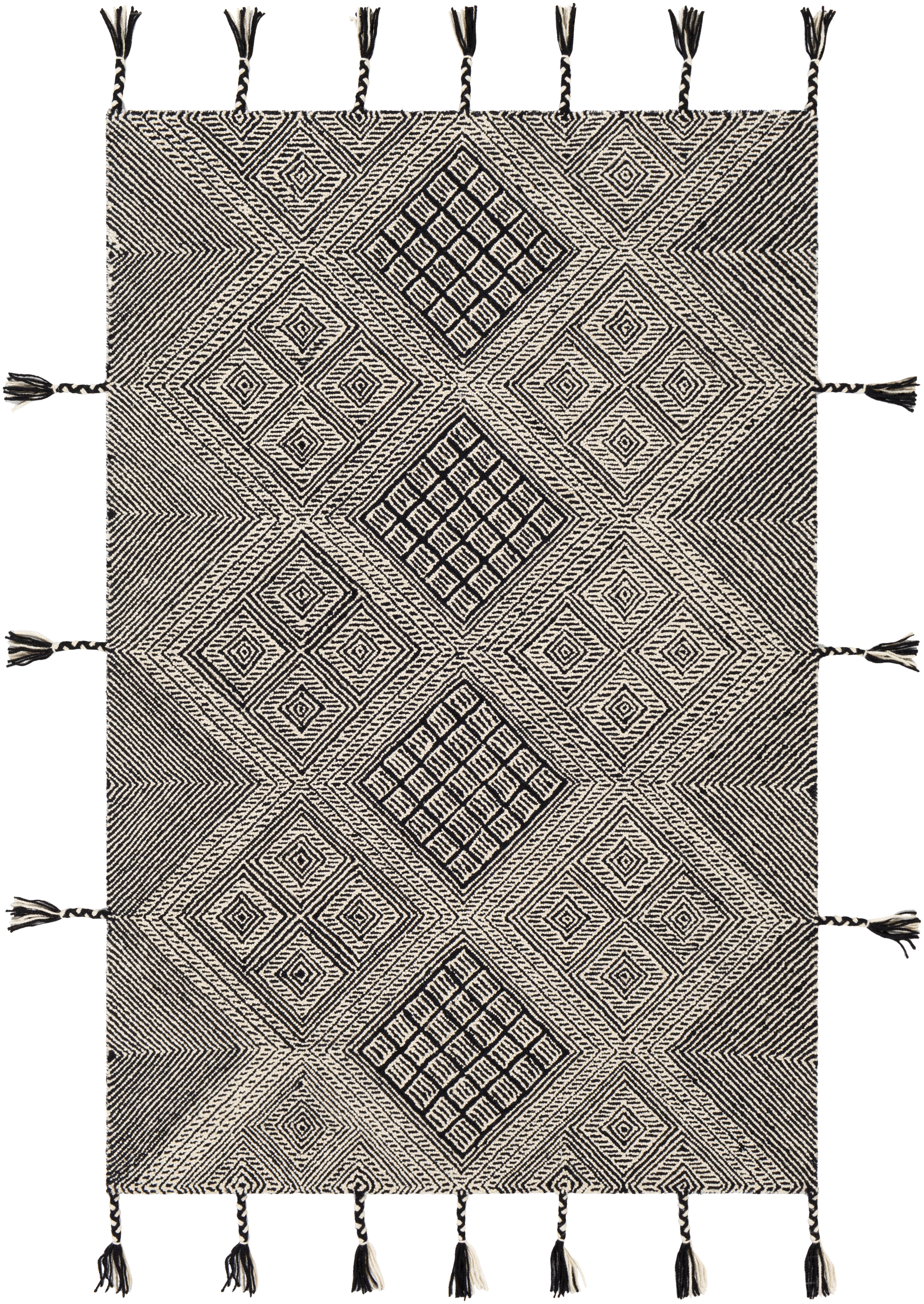 Zanafi Tassels Black Indoor 8'10" x 12' Handmade Rug - Image 0