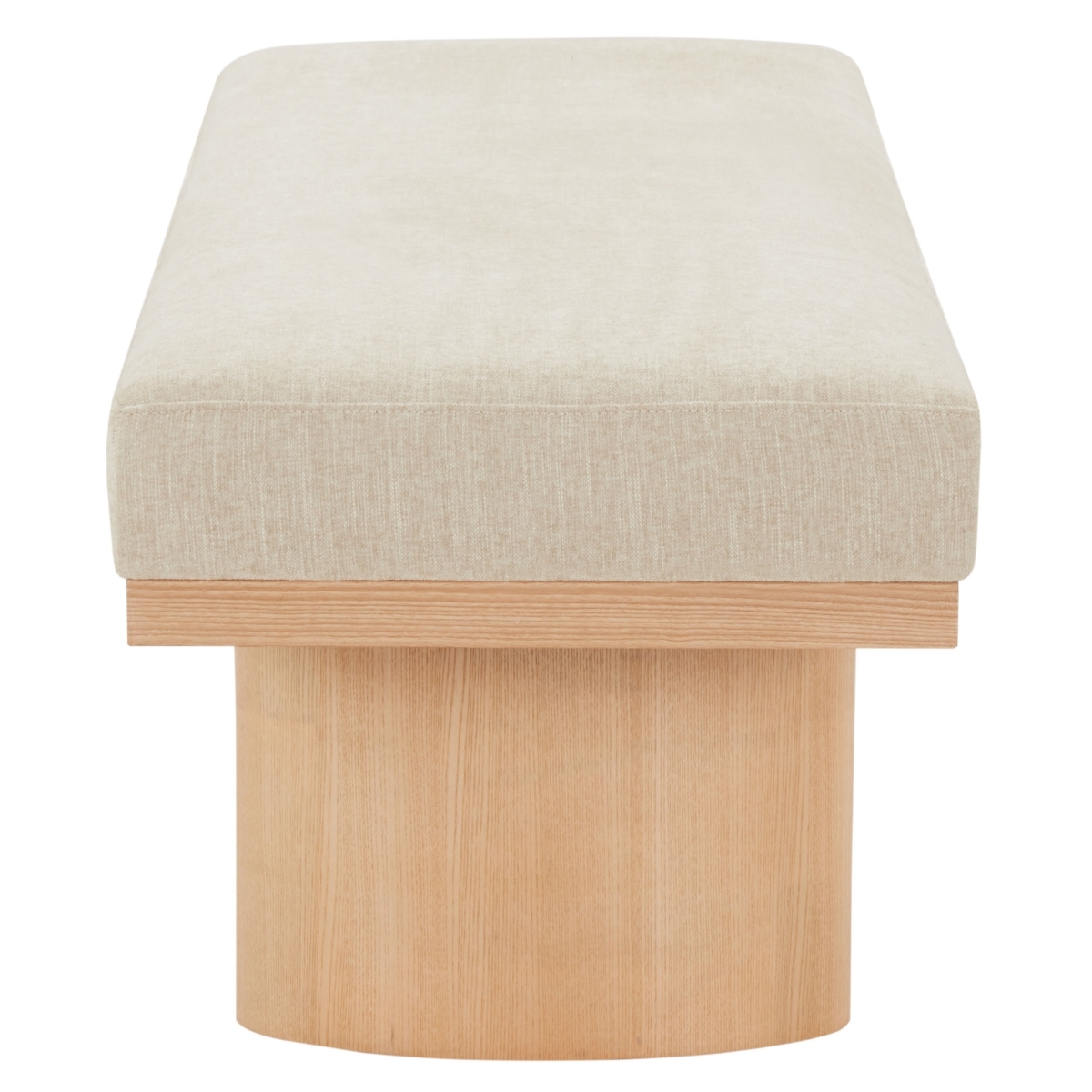 Maribelle Linen & Wood Bench - Beige/Natural - Image 4