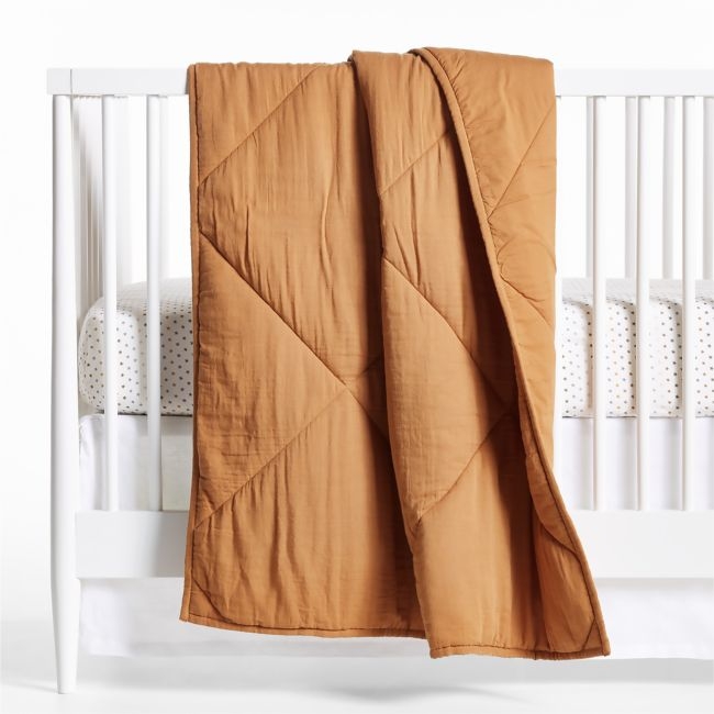 Brulee Brown Supersoft Cotton Gauze Baby Crib Quilt - Image 0