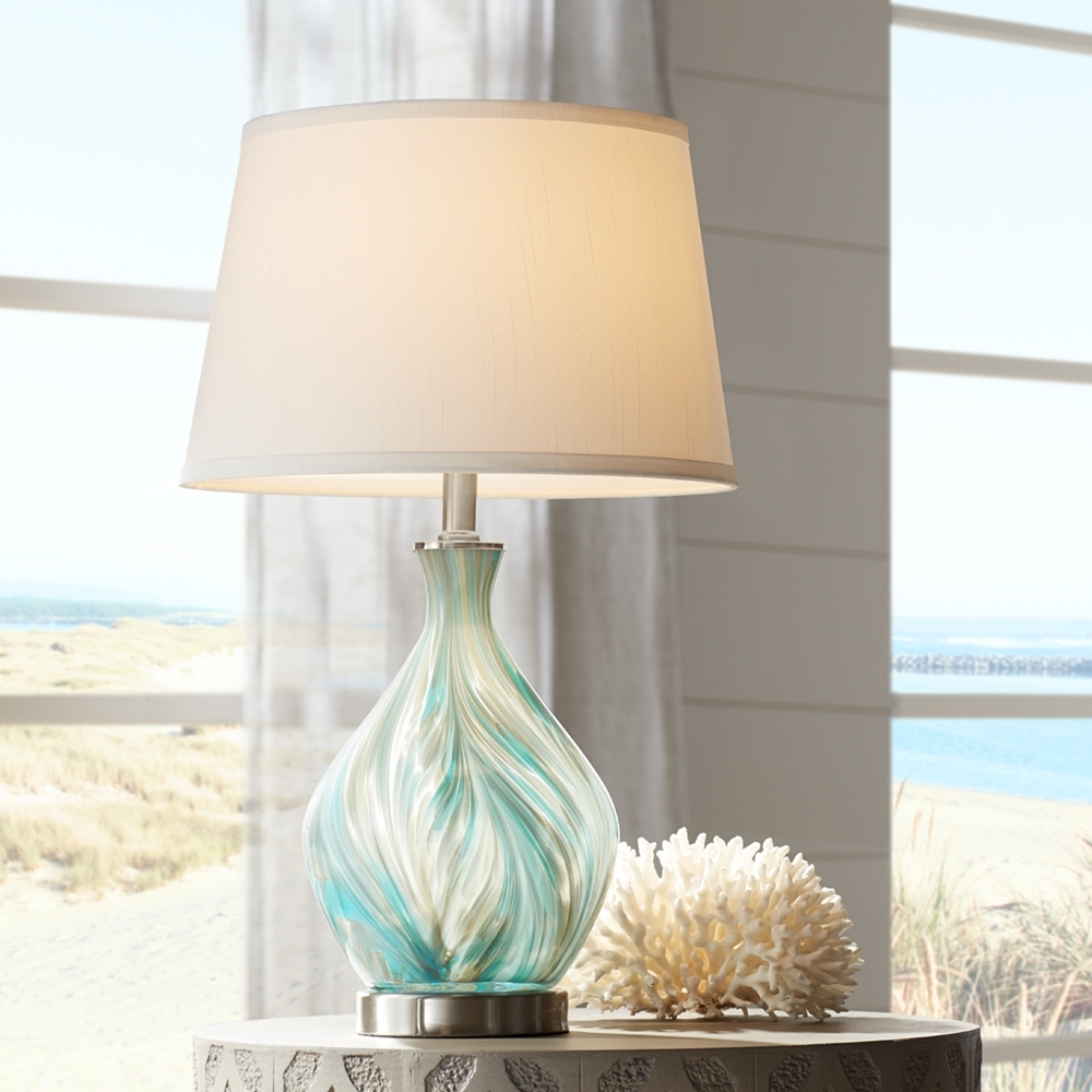 360 Lighting Cirrus 22" High Blue Gray Art Glass Table Lamp - Image 0