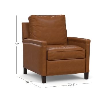 Tyler Square Arm Leather Recliner without Nailheads, Down Blend Wrapped Cushions, Churchfield Camel - Image 3