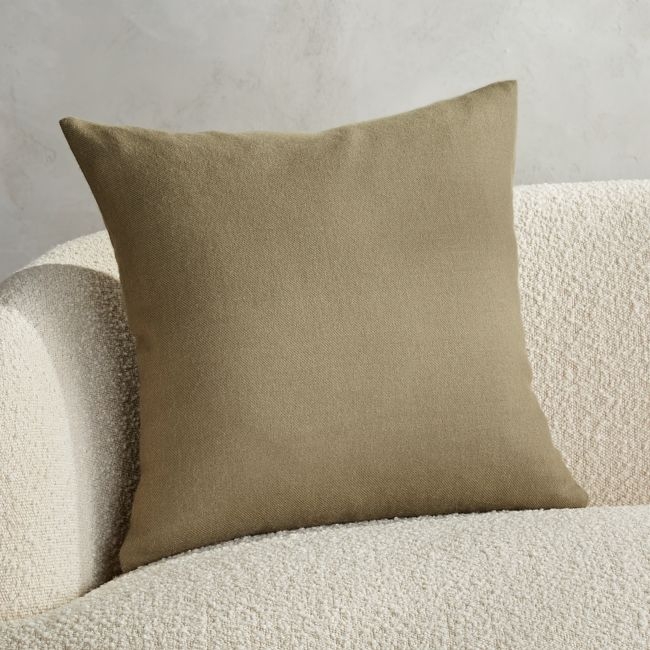 Alpaca Pillow with Feather-Down Insert, Olive, 20" x 20" - Image 1