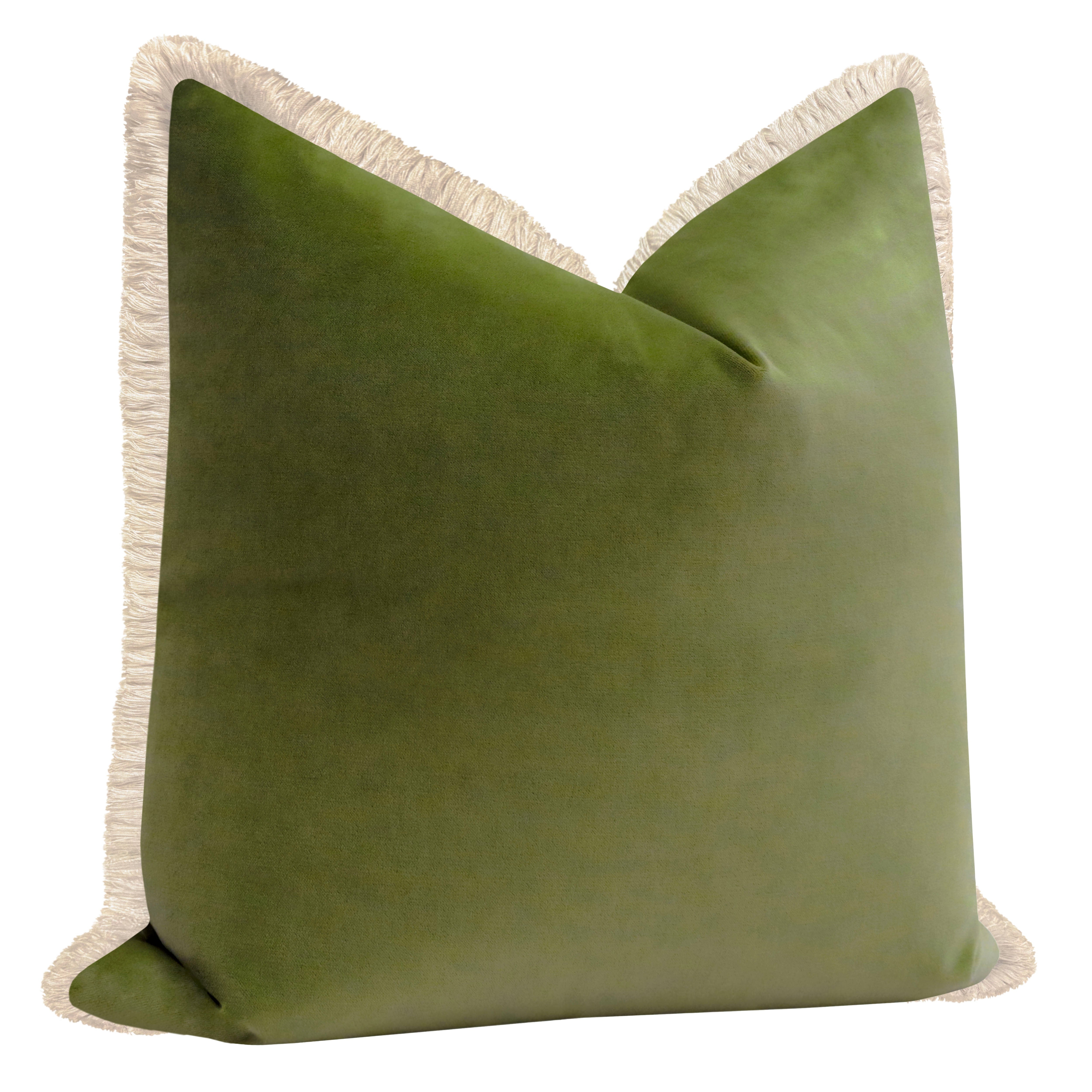 SOCIETY VELVET // OLIVE + FRINGE - Sample 4" X 4" / Bone Fringe - Image 2