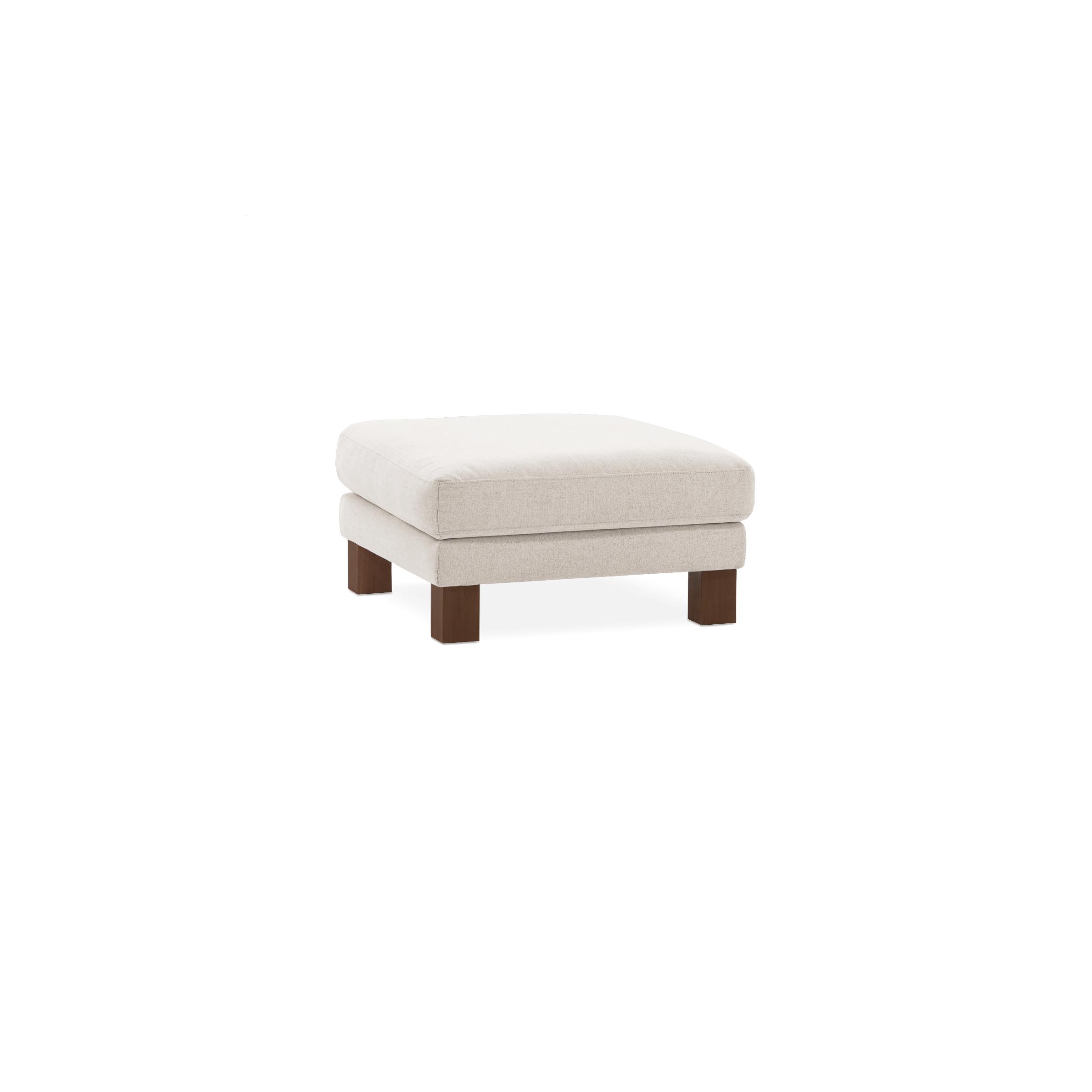 Union Ottoman - Ivory - Performance Chenille / Walnut - Wood / Square Leg - Image 0