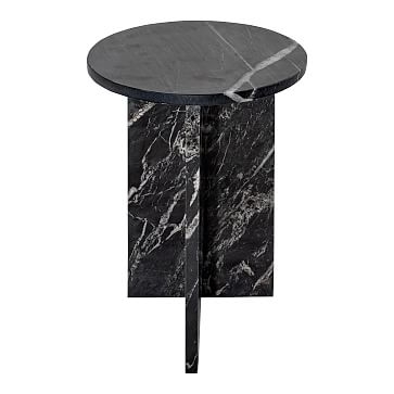 Angled Base Marble Side Table- Black - Image 2