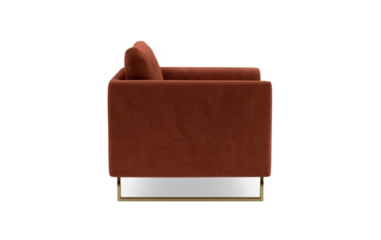 Owens Accent Chair with Red Rust Fabric, standard down blend cushions, and Matte Brass legs - Image 2