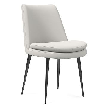 Finley Low Back Dining Chair, Sierra Leather, White Gunmetal - Image 0