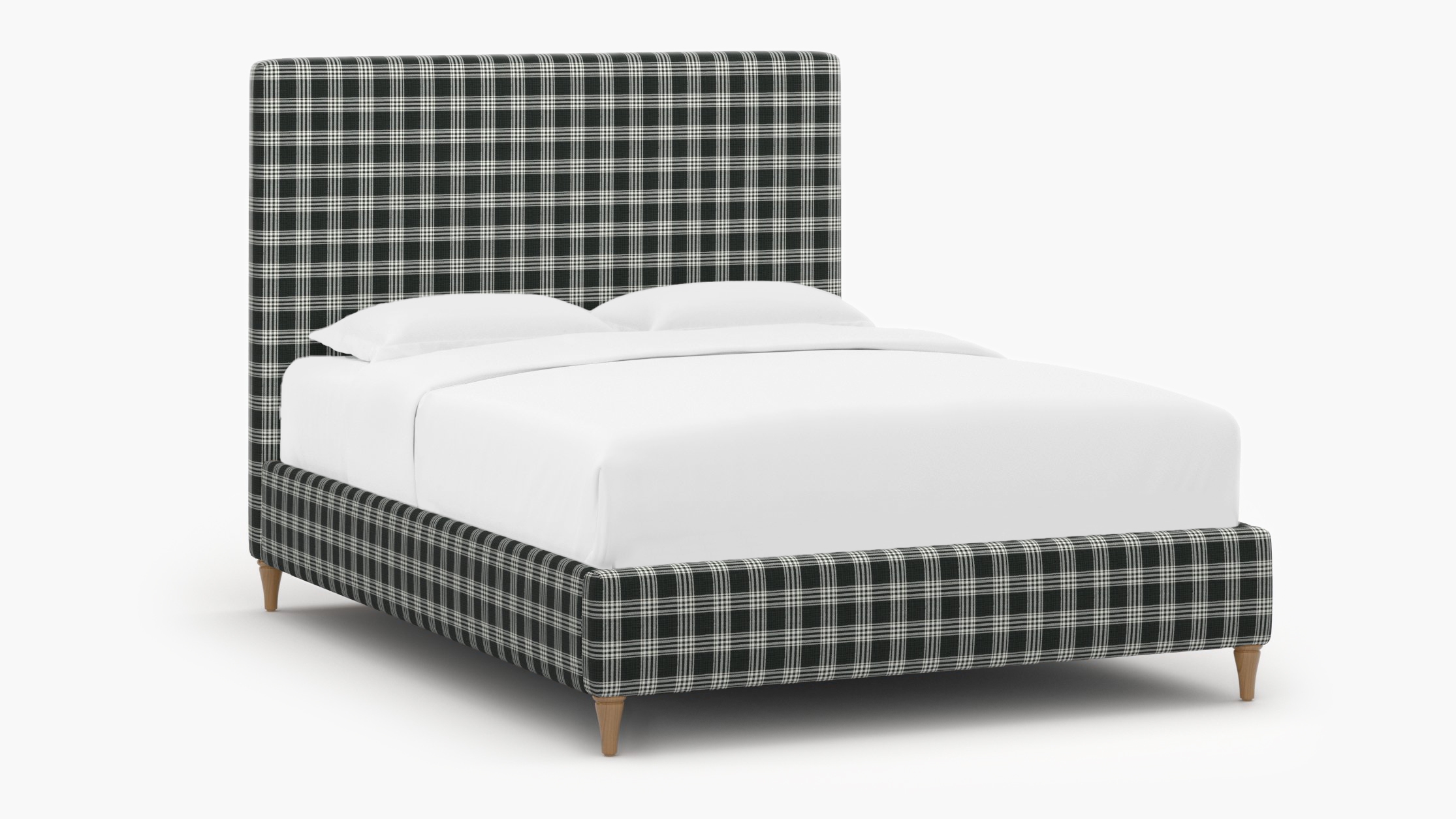 Classic Bed, Barnegat Plaid, Natural Decorative Tapered Leg, King - Image 1