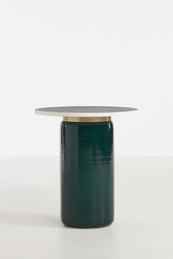 Infinity Marble-Top Glass Side Table - Image 0