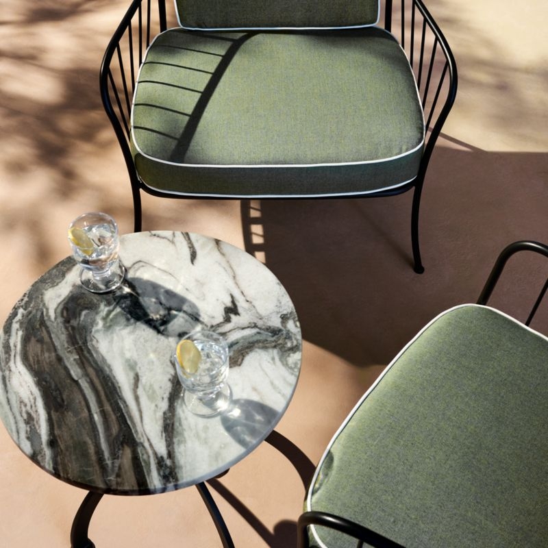 Welling Black Metal Outdoor Lounge Chair with Green Sunbrella® Cushions - Image 5