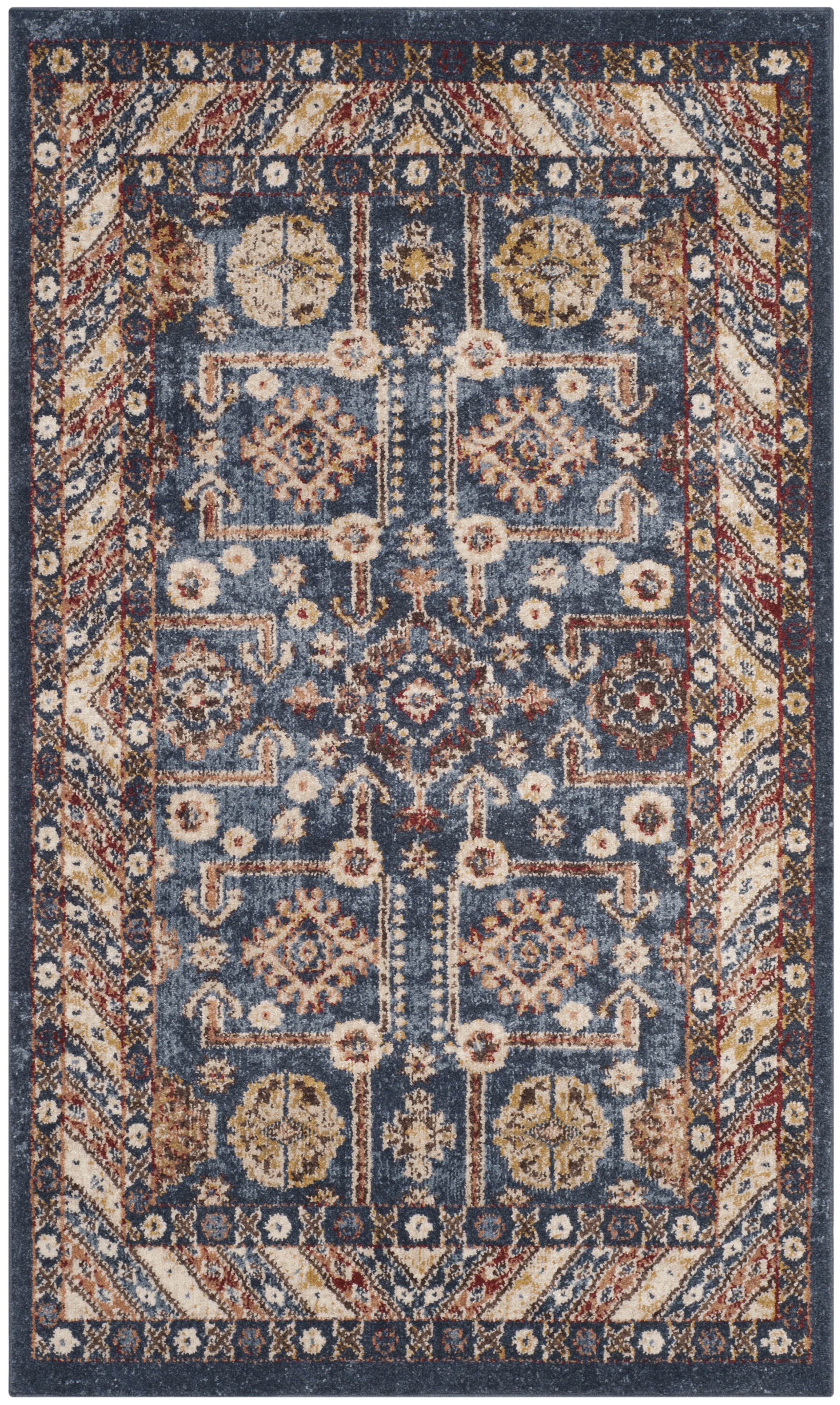 Arlo Home Woven Area Rug, BIJ653B, Royal/Ivory,  4' X 6' - Image 0