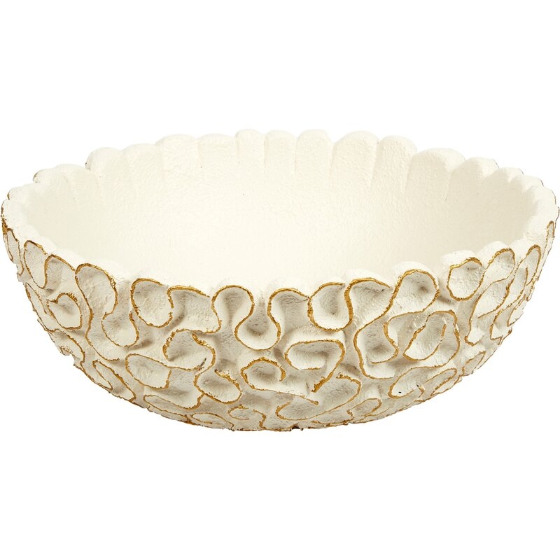 Old World Design Resin Decorative Bowl in White - Image 0