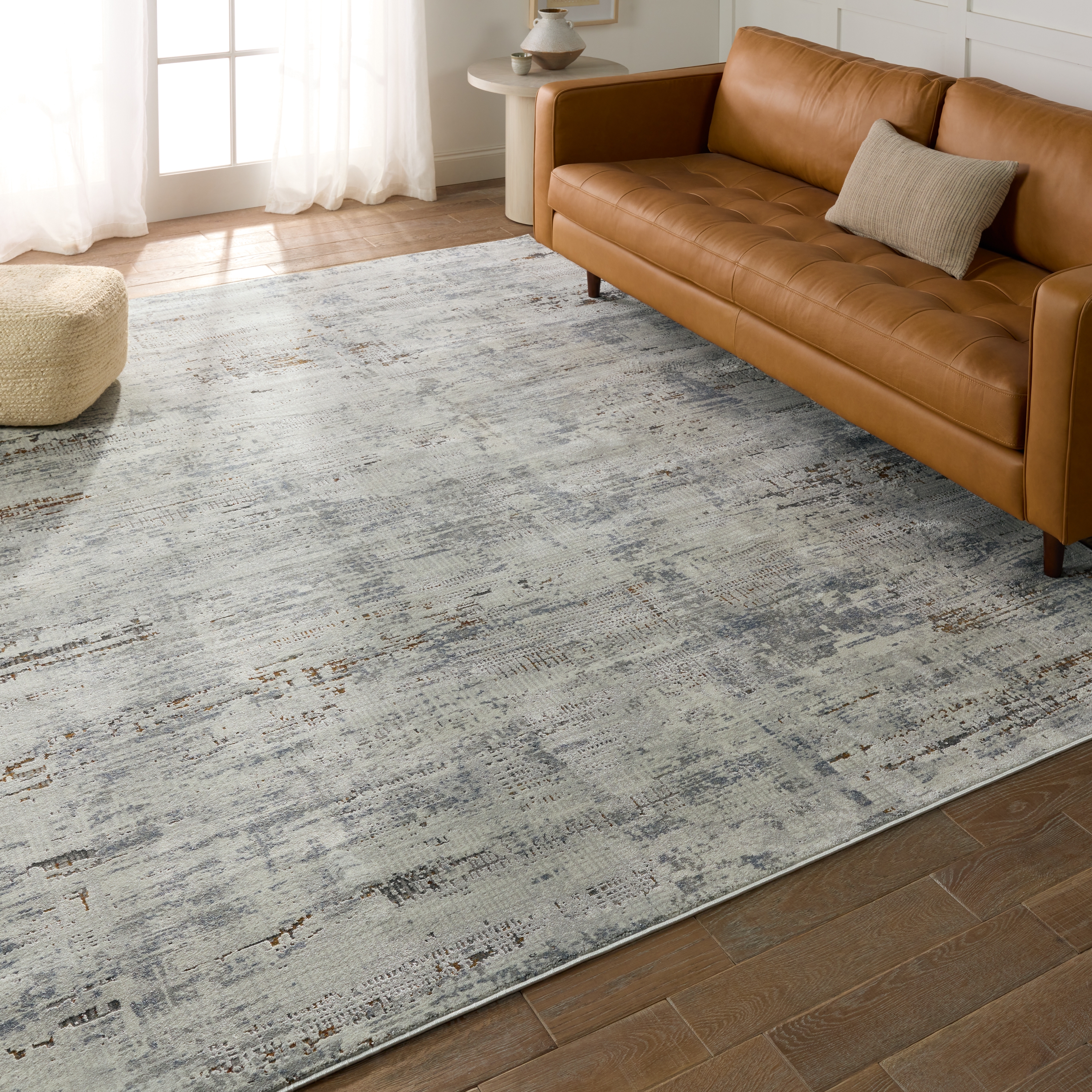 Isola Abstract Gray/ Blue Area Rug (5'3"X7'6") - Image 4