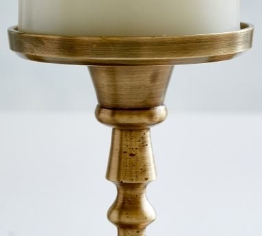 Booker Pillar Candle Holder, Brass, Tall - Image 1