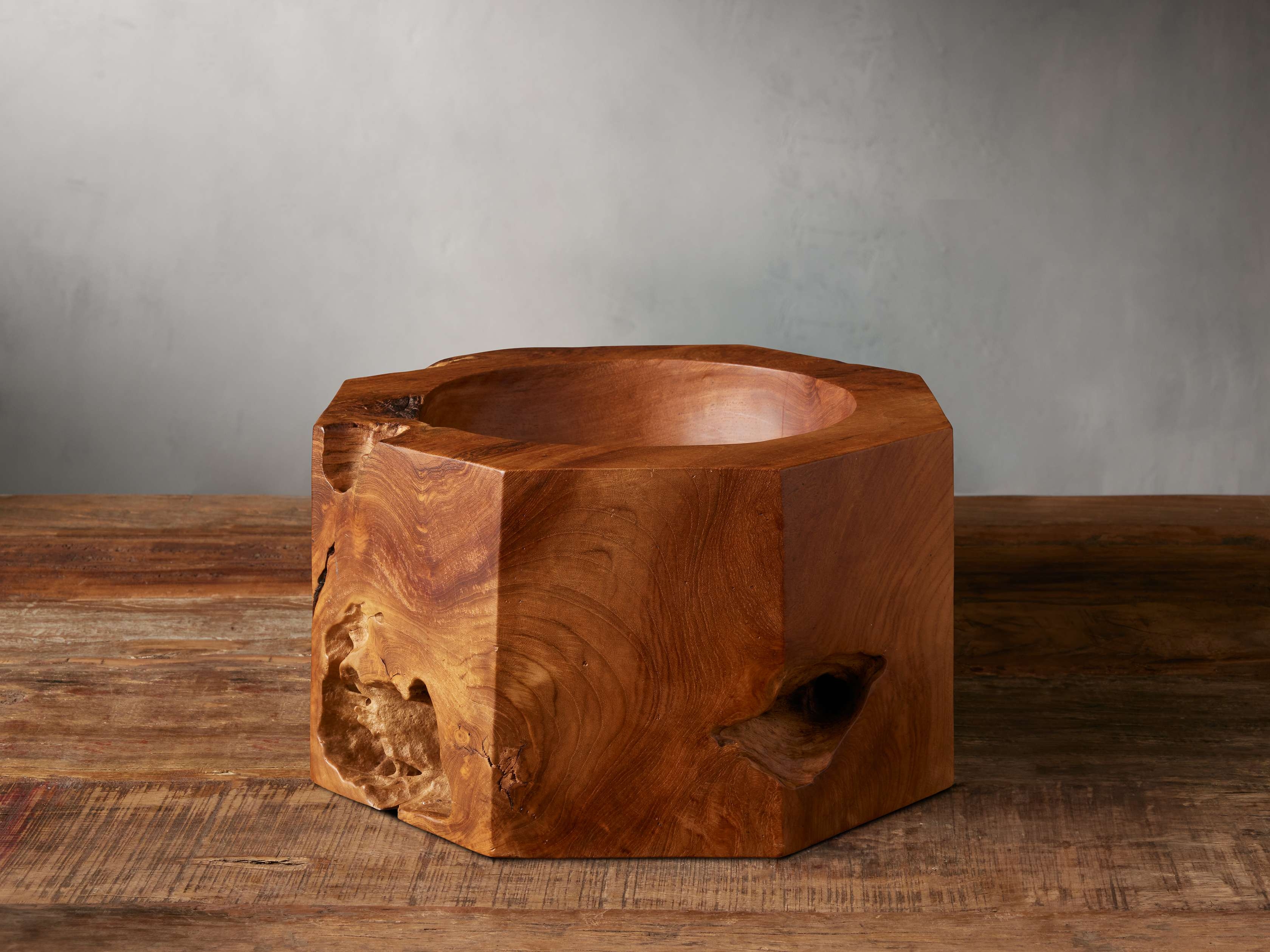 Etta Tall Octagon Bowl Teak in Natural - Image 0