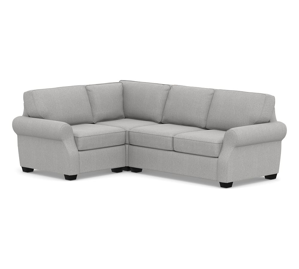 SoMa Fremont Roll Arm Upholstered Right Arm 3-Piece Corner Sectional, Polyester Wrapped Cushions, Sunbrella(R) Performance Chenille Fog - Image 0