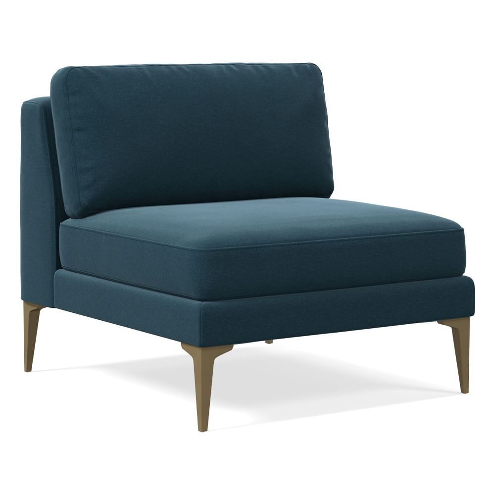 Andes Petite Armless 1 Seater, Poly, Performance Velvet, Petrol, Blackened Brass - Image 0