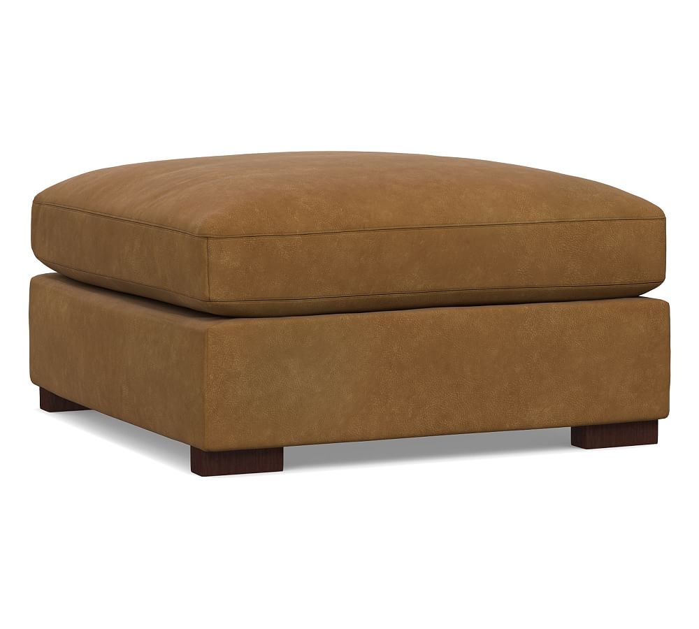 Turner Square Arm Leather Sectional Ottoman, Polyester Wrapped Cushions, Nubuck Camel - Image 0