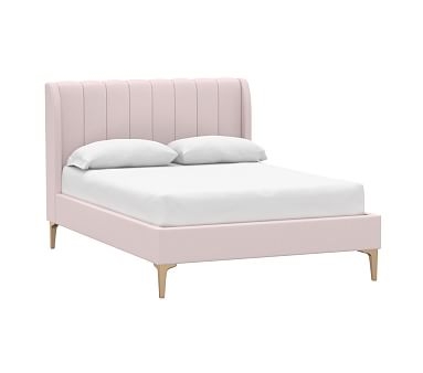 Avalon Upholstered Bed, Full, Linen Blend, Pale Pink - Image 0