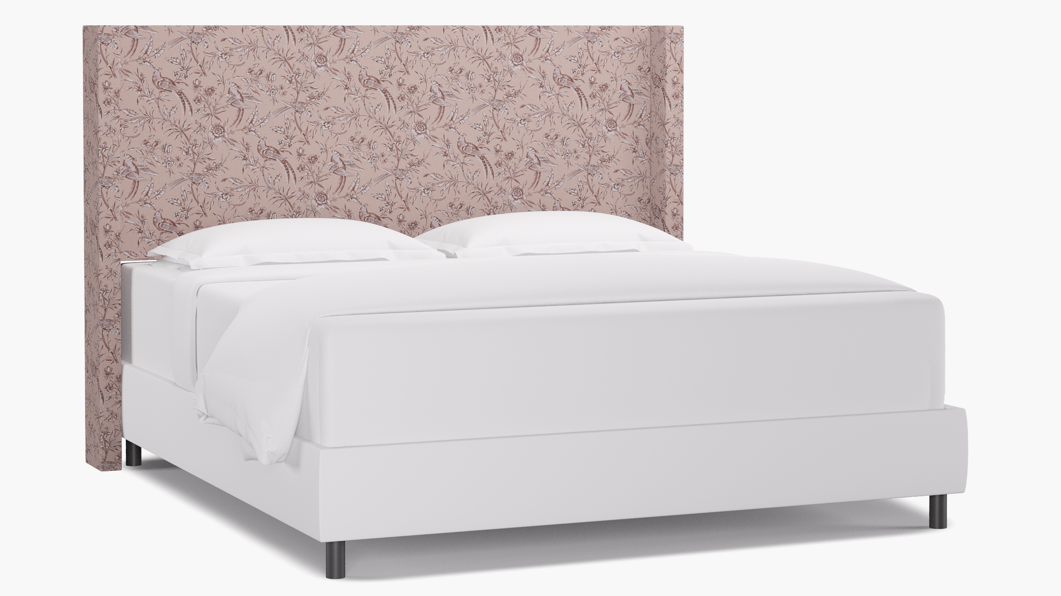 Modern Wingback Headboard, Blush Aviary, King - Image 0