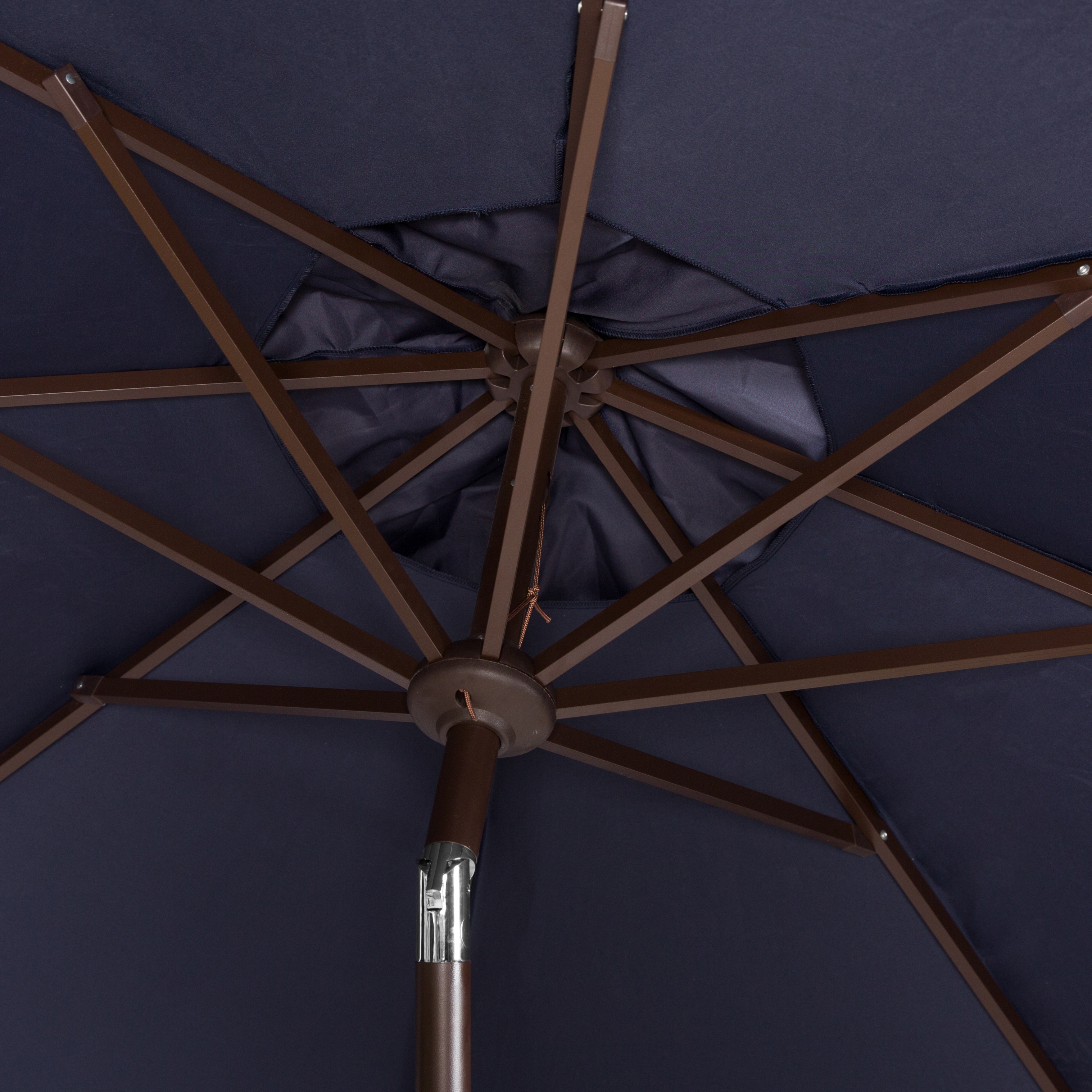 Milan Fringe 9Ft Crank Outdoor Push Button Tilt Umbrella - Navy/White - Arlo Home - Image 2