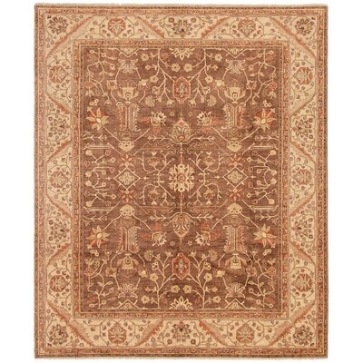One-of-a-Kind Pyrrhos Hand-Knotted 2010s Chobi Cream/Dark Brown 8'2" x 9'10" Wool Area Rug - Image 0