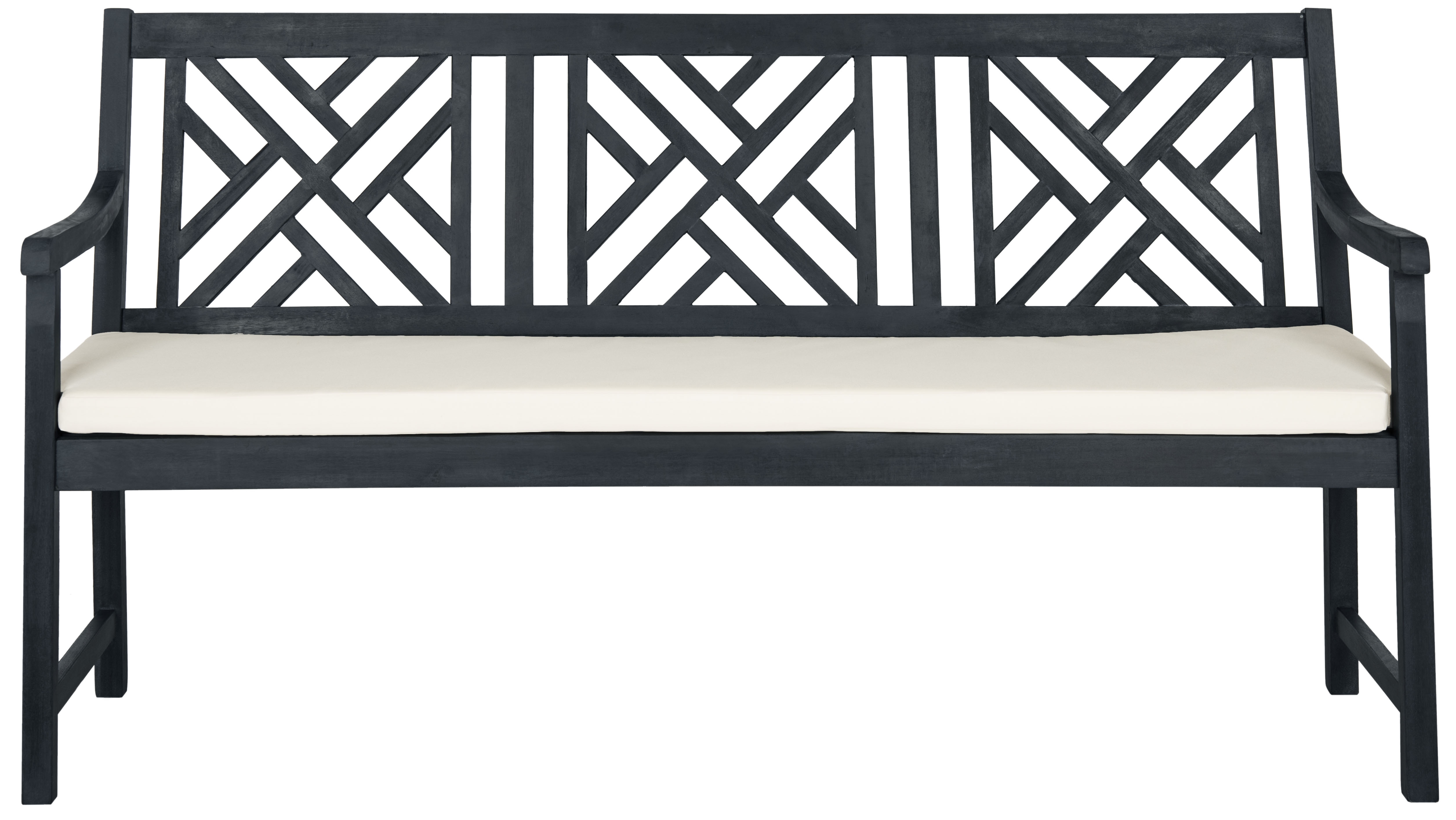 Bradbury 3 Seat Bench - Dark Slate Grey/Beige - Safavieh - Image 0