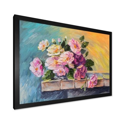Still Life With Pink Flowers - Traditional Canvas Wall Art Print - Image 0