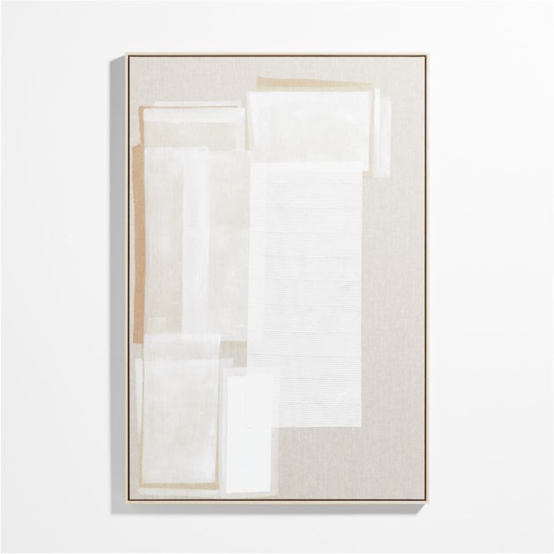 "Unparalleled" Framed Beige & White Abstract Hand-Painted Wall Art 61"x41" - Image 2