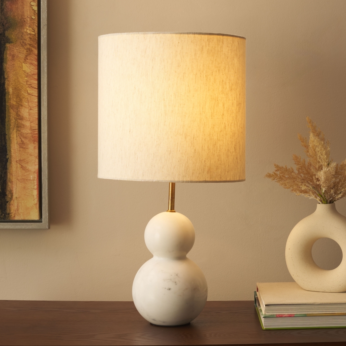 Callie 22 Inch Table Lamp - White Marble - Image 1