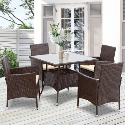 Azaiah Square 4 - Person 35'' Long Dining Set with Cushions - Image 0