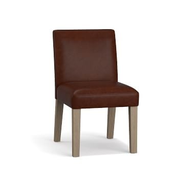 PB Classic Upholstered Leather Dining Armchair, Blackened Oak Legs, Statesville Molasses - Image 5