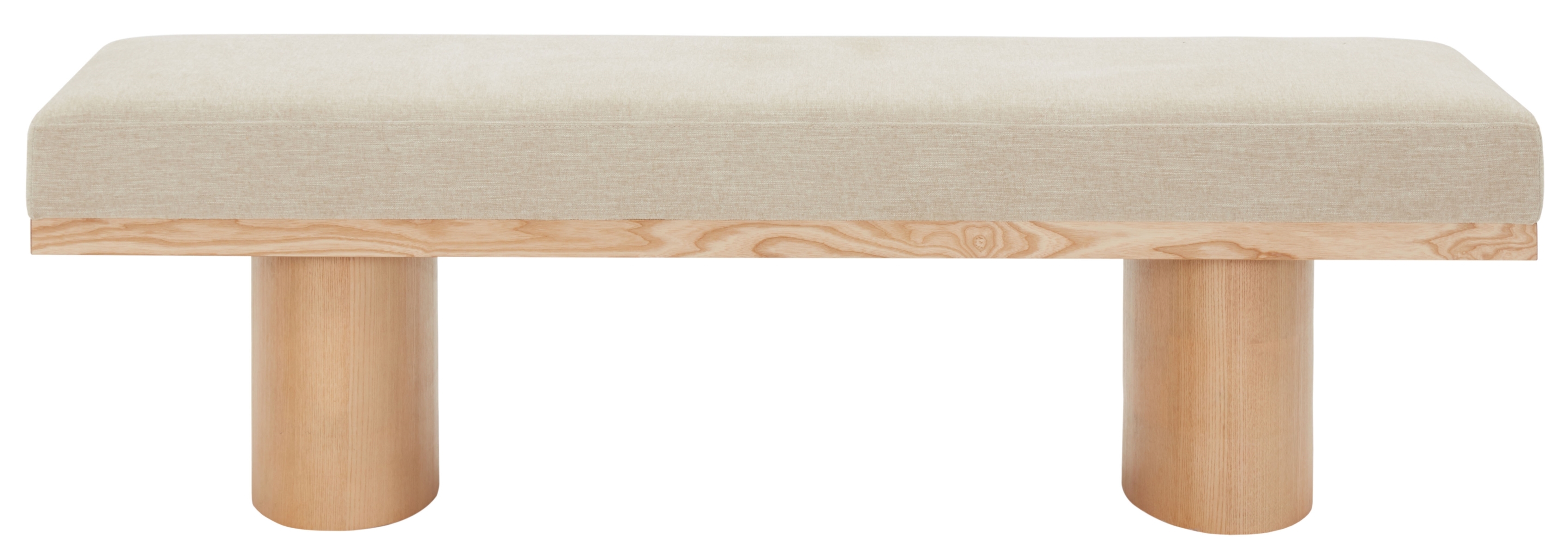 Maribelle Linen & Wood Bench - Beige/Natural - Image 0