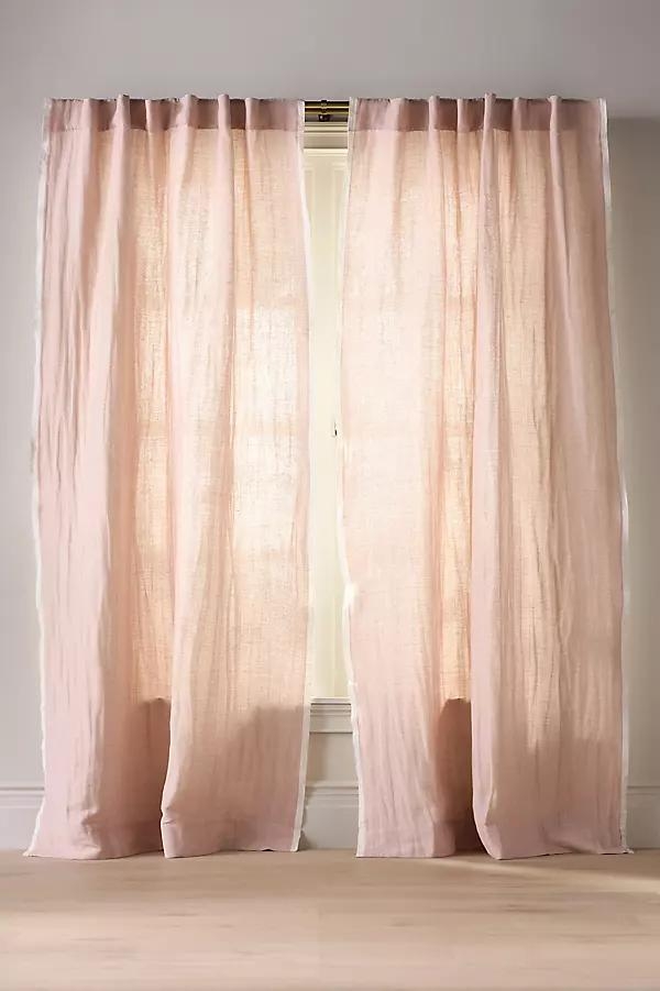 Linen Cotton Fringed Stripe Trim Curtain - Image 0