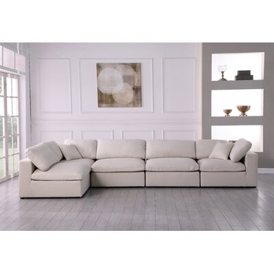 Meinhardt 158" Wide Velvet Down Cushion Modular Corner Sectional - Image 0