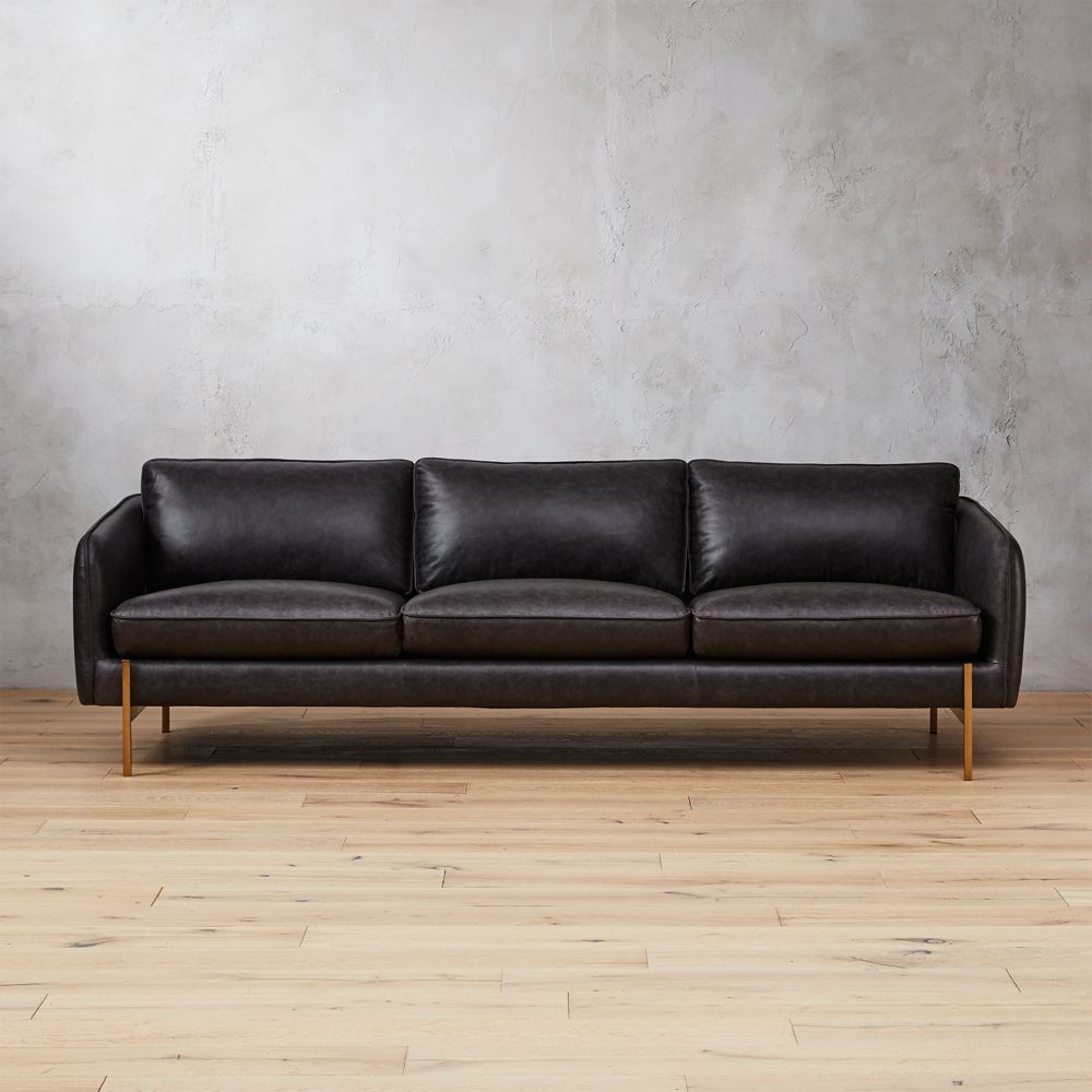 Hoxton 96.75" Black Leather Sofa. - Image 0