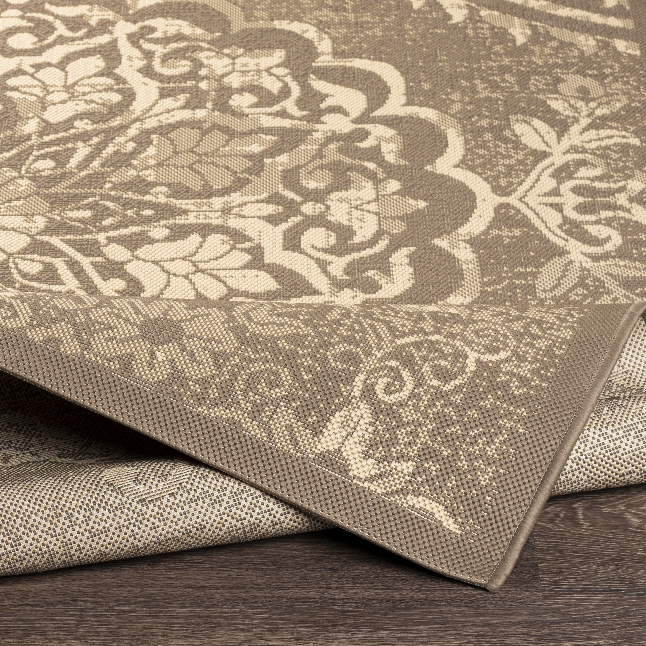 Eagean Brown Outdoor 6'7" x 6'7" Machine Woven Rug - Image 3